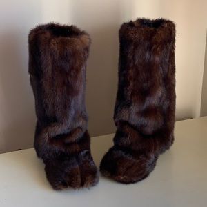 Handmade gorgeous brown mink natural furr boots so 8